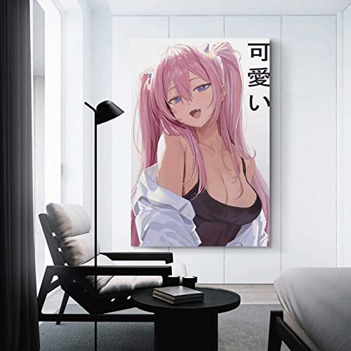 Anime Sexy Waifu Rosa Haar (2) Poster Malerei Leinwand Wandposter und bild Druck Moderne Familie Sch