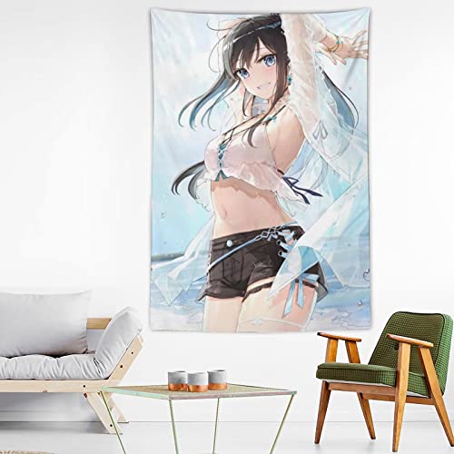 QINGRONG Sexy Waifu Anime Poster Polyester Wandteppich Drucke Zimmer Ästhetische Wandkunst Schlafzi